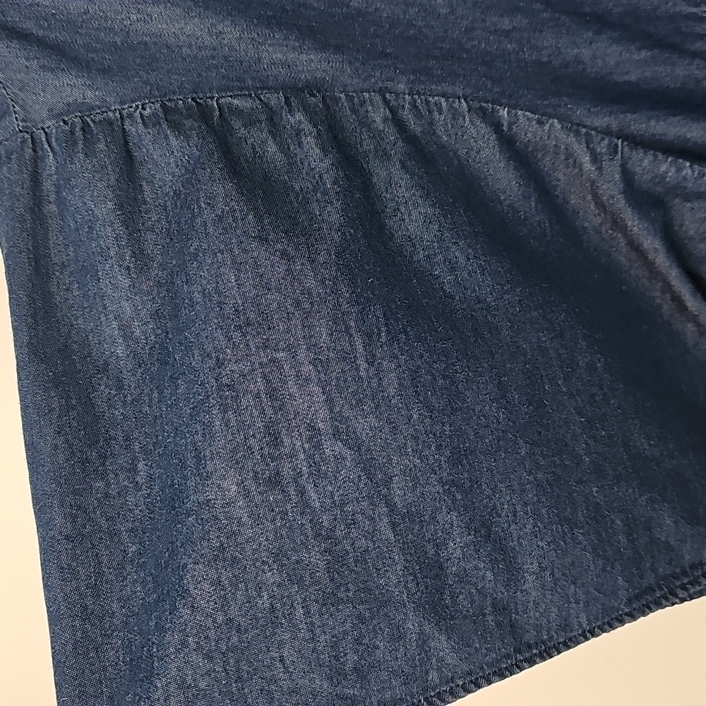 Westport Blue Denim A-line Liteweight Dress Short Flutter Sleeves SidePockets XL - Picture 4 of 9